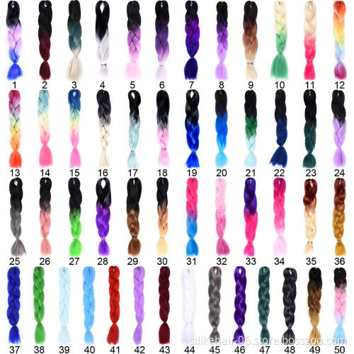 Wholsale Ombre Purple Blue 24 Inch Long PROTECTIVE STYLE LIGHTWEIGHT Jumbo Braids Hair Easy Braiding Synthetic Hair Extensions